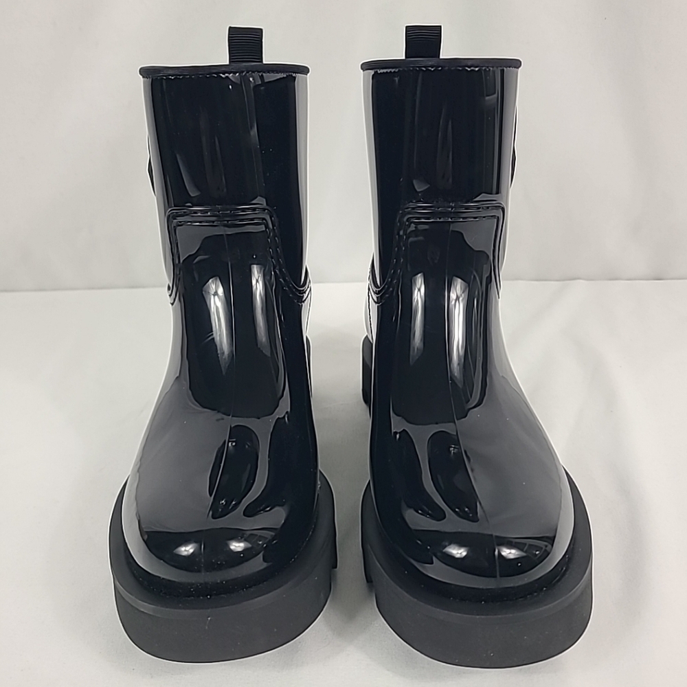 NEW Moncler Ginett Logo-Appliqurd Glossed Rubber Rainboots Black Sz 38, US 8 - Picture 3 of 10